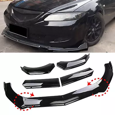 Front Bumper Lip Spoiler Chin Splitter Body Kit Glossy Black For Mazda 2 3 5 6 • $49.99