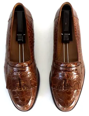 NICE! $1000+ MEZLAN PLATINUM Genuine Crocodile Alligator Loafers Boots Shoes 10 • $379.99