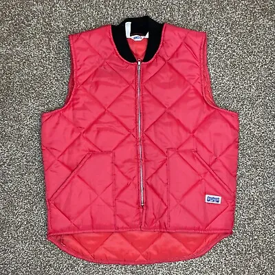 VTG Big Smith Quilted Puffer Vest Men's Large Full Zip Red Workwear Quilted • $24.99
