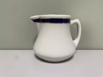 Sterling Vitrified China Creamer White Navy Gold Ohio USA • $15