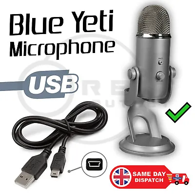 USB Charger Power Cable For Blue Yeti Professional Microphone Mic Lead 1.2m  • £2.90