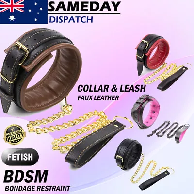 BDSM Bondage Collar Leash Metal Chain Fetish Restraint Cosplay Couple Sex Toy • $23.95