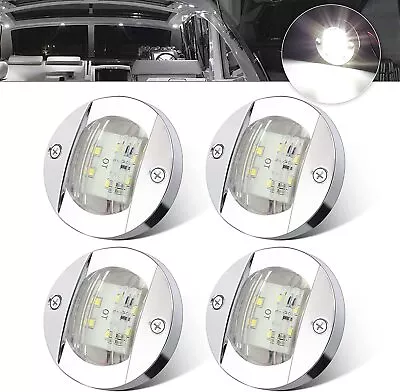 4X Round Marine Boat LED Courtesy Lights Cabin Deck Stern Navigation Light White • $13.95