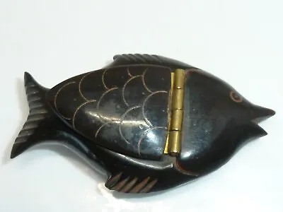 Vintage Horn Snuff Box Fish Pill Box • £58