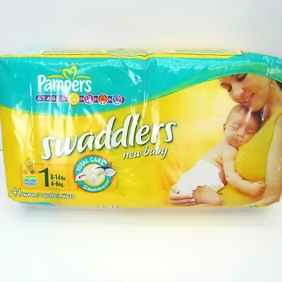 VTG 2007 Sesame Street Size 1 Swaddlers New Baby Pampers Stages Diapers 44 Pk • $29.95