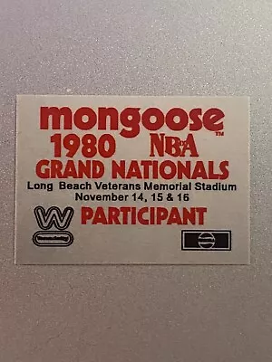 Old School Mongoose Grand National 1980 BMX Bike Decal Sticker Vintage • $13.99