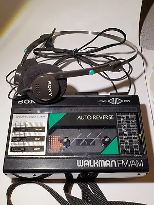 Vintage Sony Walkman WM-F18/F28 AM/FM Cassette 3 Band Graphic EQ. Tested Working • $68