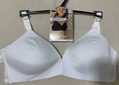 M&S BODY SHAPE DEFINE NON WIRED  NATURAL UPLIFT FULL CUP Bra In WHITE Size 32DD • £12.99