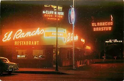 Postcard 1950s California Barstow Route 66 El Rancho Barstow Motel Neon 24-3741 • $19.99