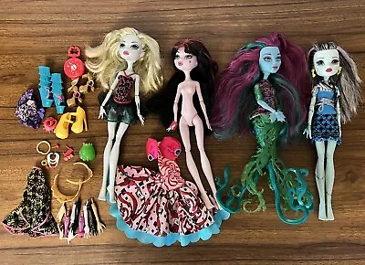 Monster High Lot Frankie Stein Draculaura Lagoona Blue Posea Reef & Accessories • $39.95