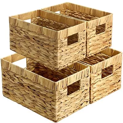 4 Pack Water Hyacinth Storage Baskets Wicker Basket With Built In Handles Rec... • $71