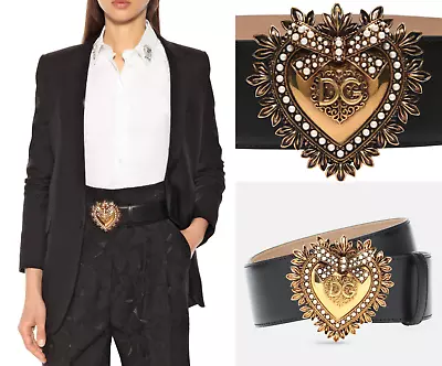 Dolce & Gabbana Devotion Buckle Belt Embellished Heart Luxury Iconic 75 • $1209.88