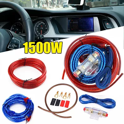 1500W 8 Gauge Car Amplifier Power Wiring Kit Audio Subwoofer AMP RCA Power Cable • £6.37