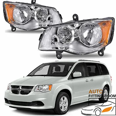 For 2011-20 Grand Caravan 2008-16 Town & Country Chrome Headlights Amber Concer  • $85.99