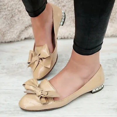 Miu Miu Patent Leather Crystal Heel Flat Sandals Slippers Shoes Slip On EU36 UK3 • £70