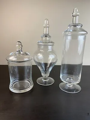 £33.38 • Buy MyGift Clear Glass Apothecary Jars 3 Piece Set Decorative Weddings Candy Buffet
