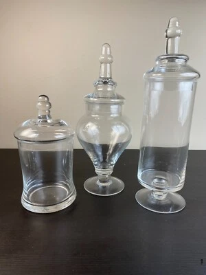 £33.38 • Buy MyGift Clear Glass Apothecary Jars 3 Piece Set Decorative Weddings Candy Buffet