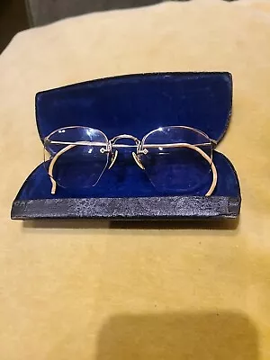 Vintage Optical Eyewear Glasses Yellow Gold Fill Frames And Case  • $22