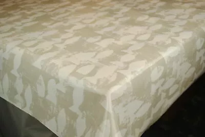 £15.99 • Buy Shoal Fish Beige Pebble Cotton PVC WIPE CLEAN Tablecloth Oilcloth