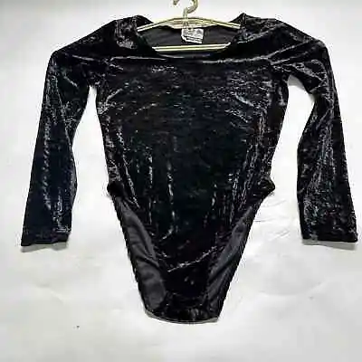 Vintage Earthquake Bodysuit Women M Black Velvet MISSING SNAPS • $13.39