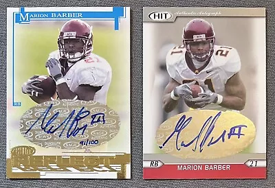 2005 Sage Hit Marion Barber III 2 Card Rookie Auto Lot Gold Reflect /100 And Red • $20