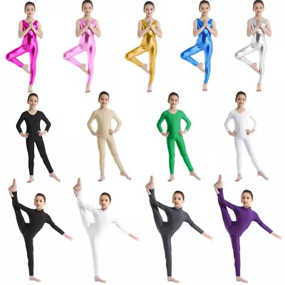 £14.62 • Buy Kids Girls Dance Gymnastic Full Length Leotard Bodysuit Jumpsuit Unitard Catsuit