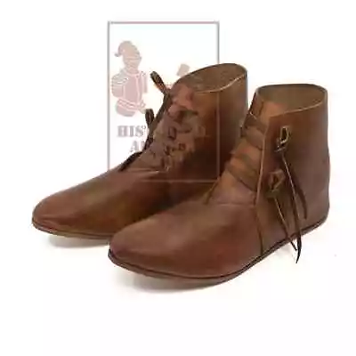 WEEKEND SALE Medieval Viking Genuine Leather Boots W Leather Sole Battle Read • £82.99
