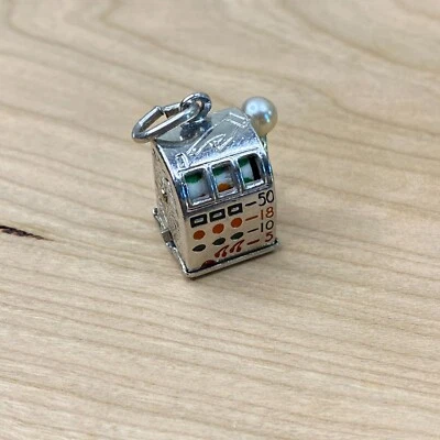 $29.99 • Buy Vintage 925 Sterling Silver Colorful Enamel Slot Machine Moveable Bracelet Charm