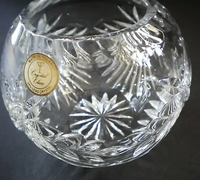 ** Small Round 3-3/4  Tall 24% Lead Crystal Cut Glass Bowl Poland Ornate Floral • $24.99