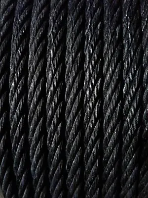 Black Powder Coated Galvanized Wire Rope Cable 3/32  7x7 - 100 ~ 1000 Ft • $15.99