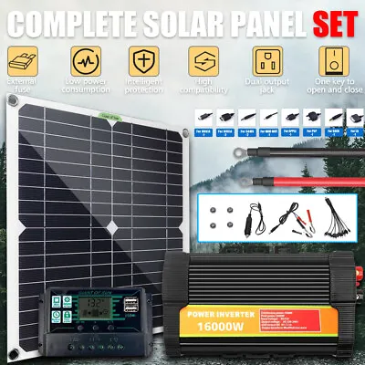 $56.98 • Buy 100A Home Grid System Complete Solar Panel Set 16000W Power Inverter 12V To 110V