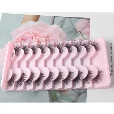 $14.37 • Buy Eyelashes Faux Mink Lashes With Clear Band Cat Eye Half Lashes False Eyelashes