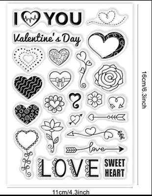 ARR: I Love You Valentine's Day Valentine Hearts & Flowers Sweet Clear Stamps • £4