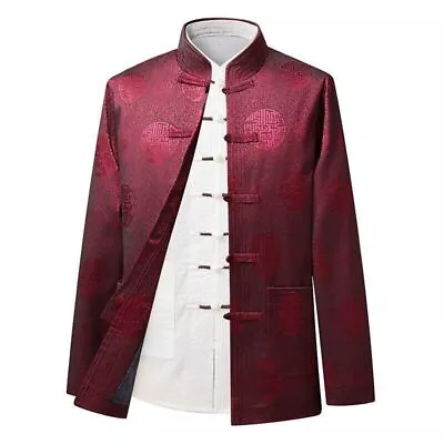 Men Coat Chinese Style Tang Top Casual Long Sleeve Jacket Classic Clothing • £50.32