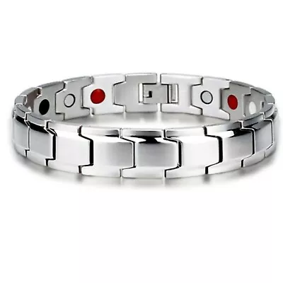 Men Women Bracelet Therapeutic Energy Healing Magnetic Bracelet Therapy Silver • $12