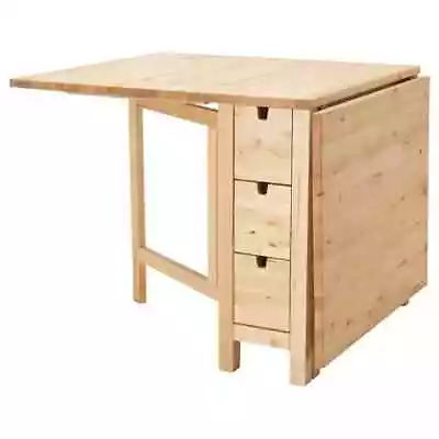 IKEA Norden Gate-leg Drop Leaf Table With Drawers Birch Wood • £125