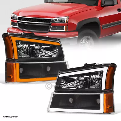 Switchback Sequential For 2003-2007 Silverado Blk Headlights+Bumper W/LED Bar V2 • $178