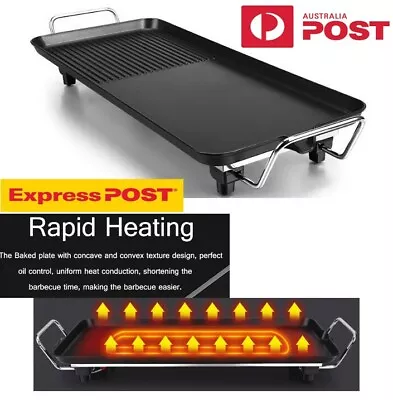 Up To 1500W Electric BBQ Grill Teppanyaki Non-stick Hot Plate Griddle Smokeless • $59.95