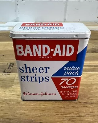 Vintage Johnson & Johnson Band-Aid Bandaid Sheer Strips Tin Can Good  Condition • $5.50