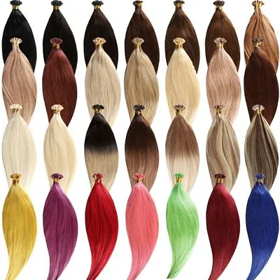 16 -26  U Nail Tip Fusion Keratin Remy Human Hair Extensions Full Head Hot Sale • $27.82