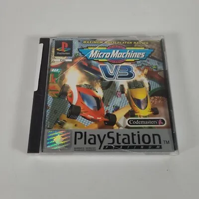 Micro Machines V3 Playstation PS1 Video Game Manual PAL Platinum See Condition • £7.99