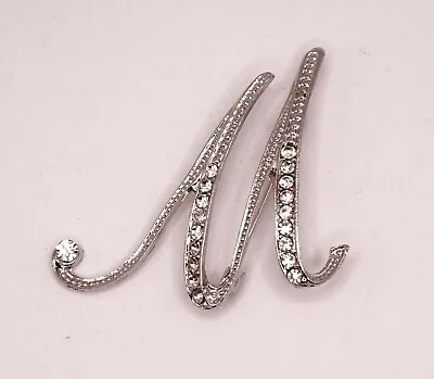 £4.80 • Buy Diamante Silver Initial Letter M Fashion Brooch Pin Brand New FREE P&P