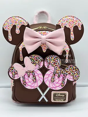 Loungefly Disney Minnie Mouse Chocolate Lollipop Ears Mini Backpack • $175
