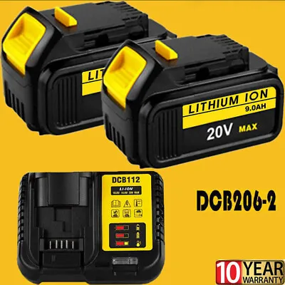 $20.88 • Buy 2PACK Battery & Charger For DeWalt 20V 20 Volt MAX DCB206-2 DCB205-2 Li-ion