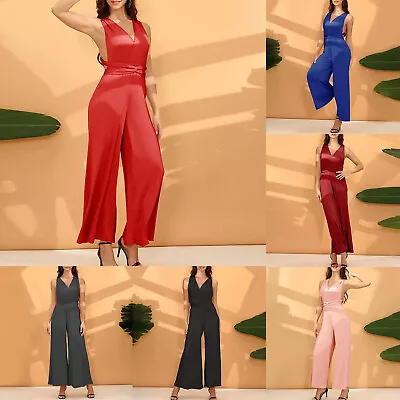 Women's Sexy Backless Solid Color Jumpsuit With Wide Leg Pants   Versatile • $35.94