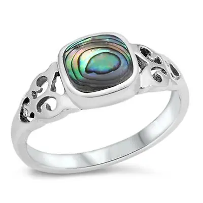 Women's Unique Abalone Beautiful Ring New .925 Sterling Silver Band Sizes 4-10 • $15.29