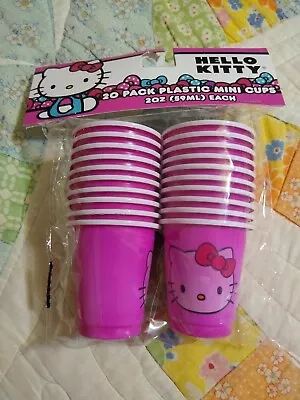 Hello Kitty Pink Plastic Mini Cups 2 Oz. Set Of 20 Cold Bev NEW!  Free Shipping! • $12.60