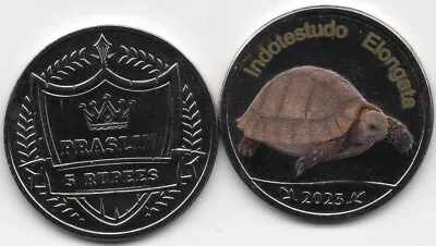 Praslin - 5 Rupees 2023 UNC Indotestudo Elongata - Turtle Lemberg-Zp • $2.99