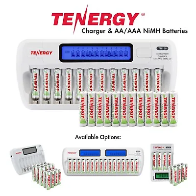 Tenergy CENTURA AA AAA NiMH Rechargeable Batteries And Charger Combo OPTIONS LOT • $40.49