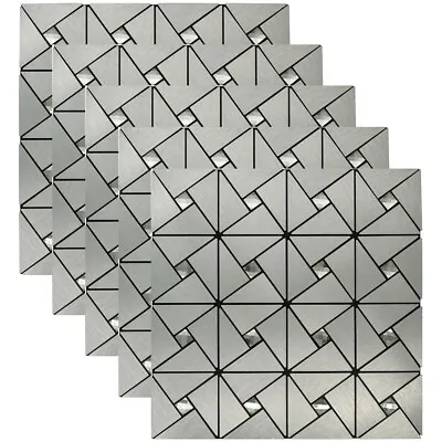 Mosaic Tile Stickers Self-adhesive Metal Silver Diamond Easy Fit Aluminium • £12.90